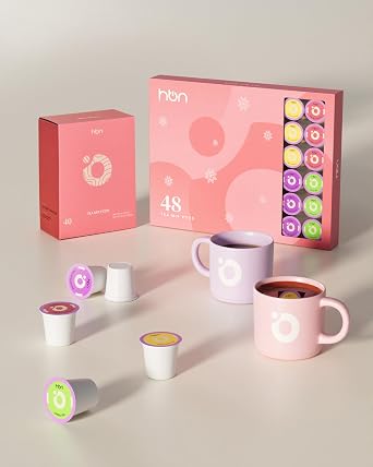 HBN Tea Pods Variety Pack, 40 Count for K-Cup Brewers, 4-Flavor Gift Box