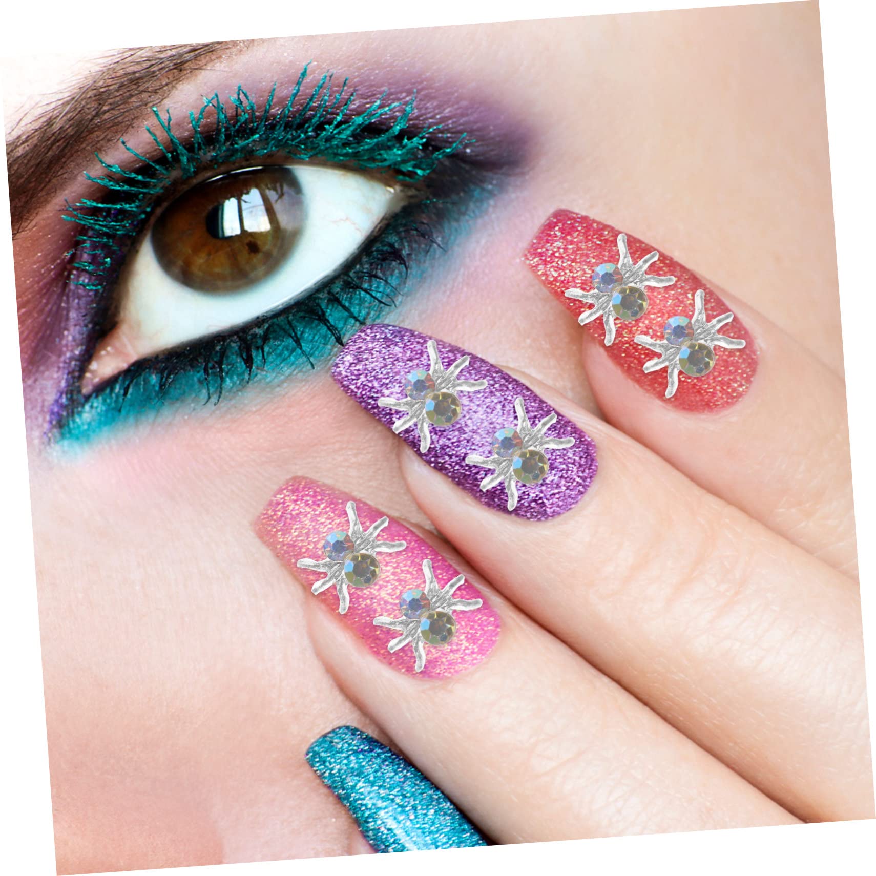 Healvian 300pezzi Charms Per Unghie Forma Di Ragno Per Decorazione Manicure Per Halloween e Occasioni Festive Adatti Unghie Naturali e Finte