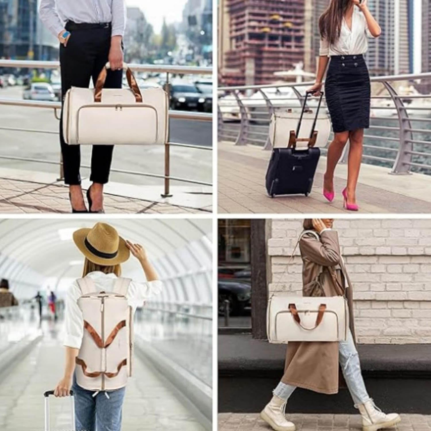 Bolsas de viaje para ropa, bolsa de lona para colgar trajes, bolsa cruzada y mochila convertible, tela Oxford