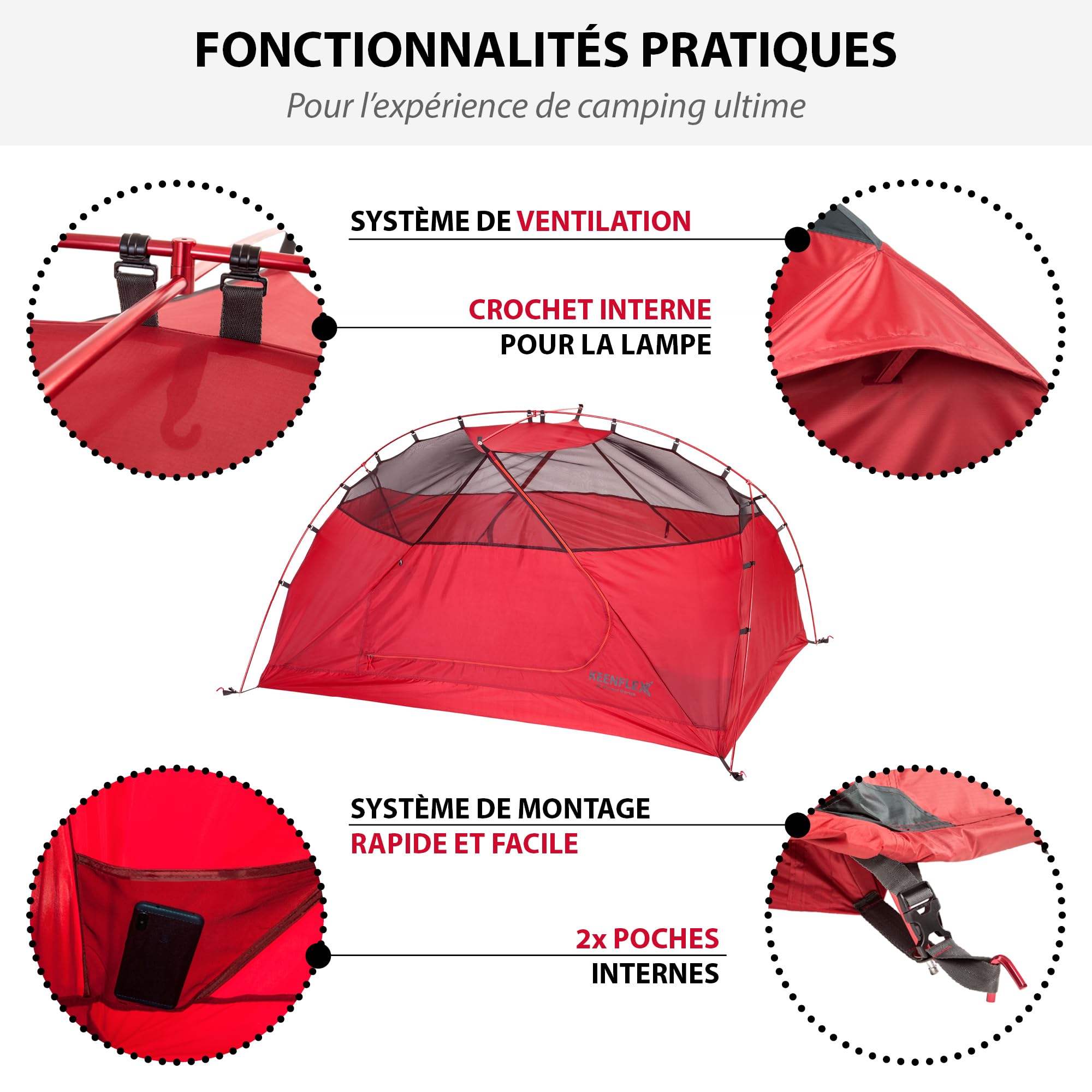 Tente de Camping Trekking ultralégère pour 2 Personnes 2300 g