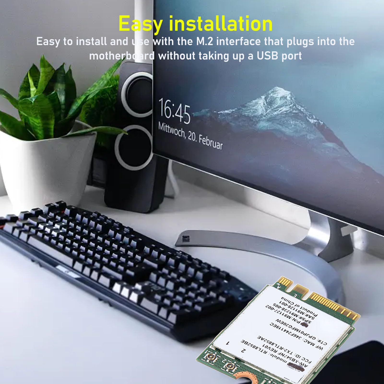 Amazon | RTL8852BE ネットワークカード、M.2 WIFI6 1800Mbps