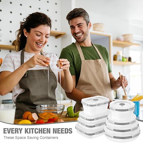 Miniatura 6 de 12 recipientes plegables de silicona para almacenamiento de alimentos, contenedores plegables de silicona para el almuerzo, 6 rectangulares y 6