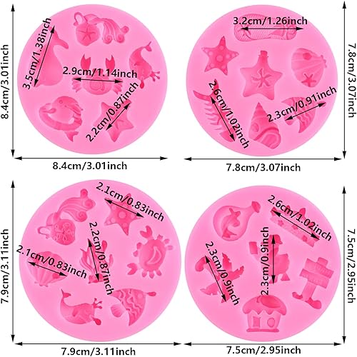 Miniatura 2 de ZiXiang Moldes de silicona con diseño de estrella de mar y conchas marinas, moldes para fondant de cangrejo, playa, delfín, molde de chocolate coral