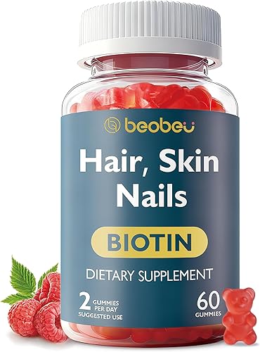 Gomitas de biotina, vitaminas para la piel y las uñas para mujeres y hombres, vitamina B7 vegana, apoya el crecimiento del cabello y uñas más