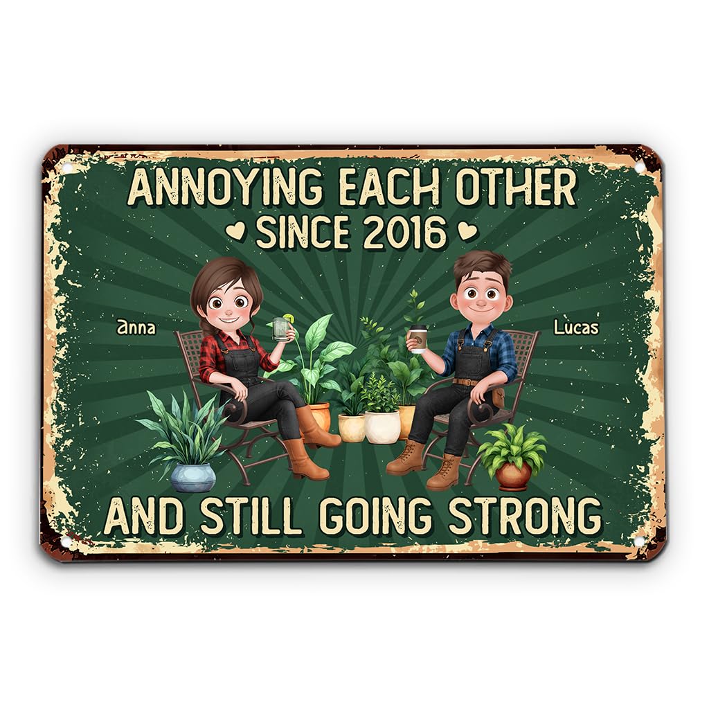 Personal Chic Personalised Metal Sign - Annoying Each Other Since And Still Going Strong Couple - Annoying Each Other Since Plaque, Couple Gifts, Marriage Anniversary, Home Signs Wall Decor (Model #3) — image 1