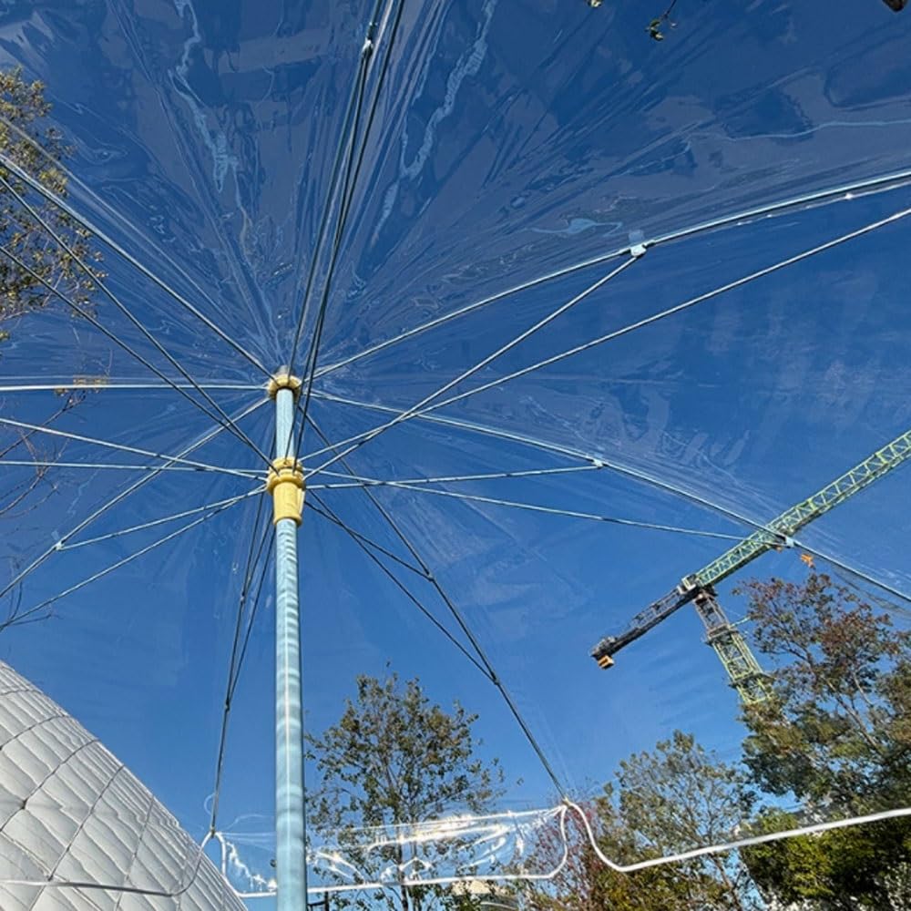 Klar Terrassenschirm 240cm Marktschirm Tischschirm Höhenverstellbar Outdoor Transparenter Regenschirm Für Patio Garden Market