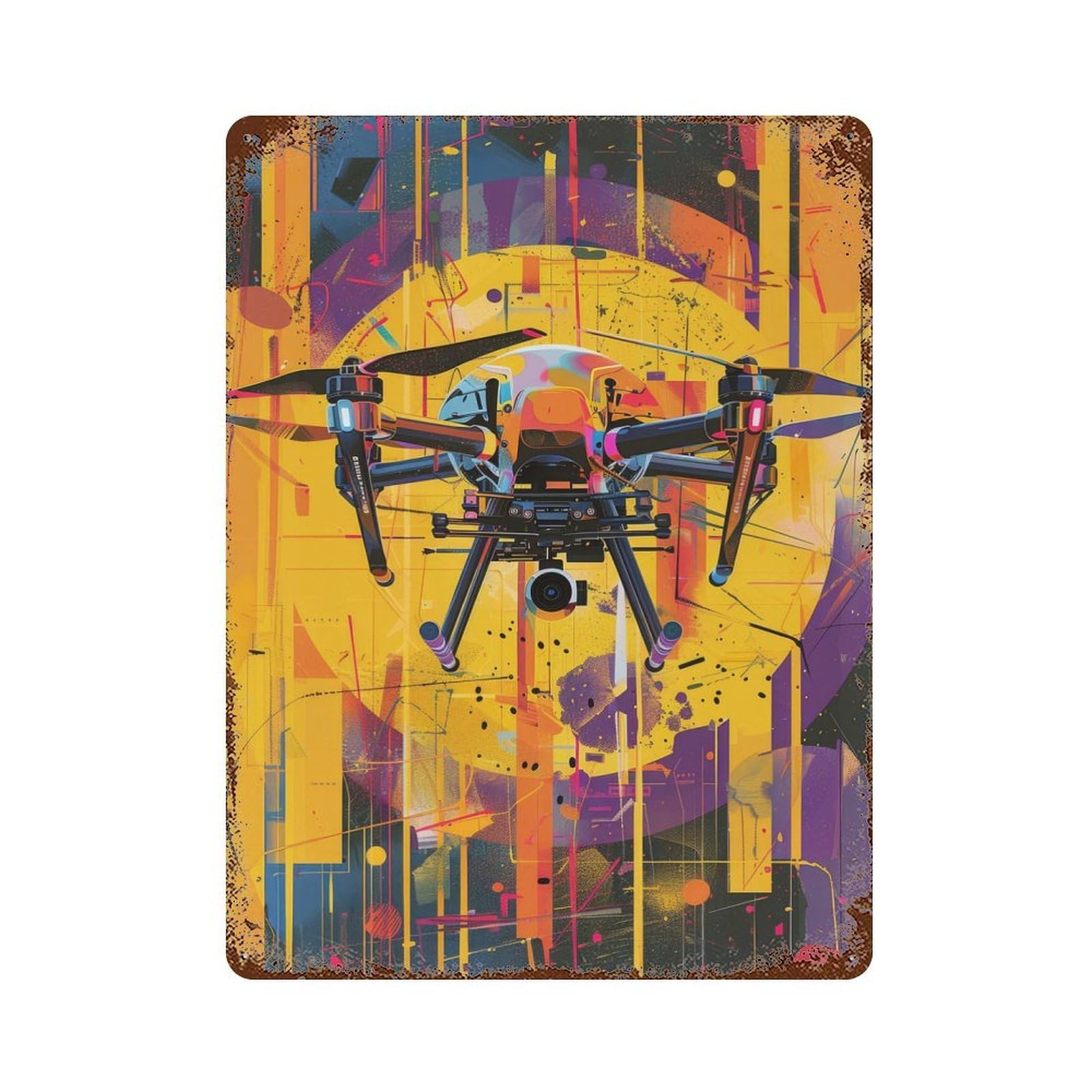 Vibrant Flight 15.7"x11.8" Aged Metal Wall Plaque, Retro Wall Decor for Farmhouse, Kitchen And Entryway Decor