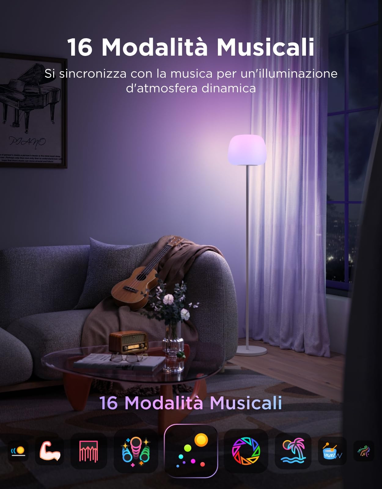 Govee Lantern Lámpara de Pie LED, RGBICWW Lámpara con Iluminación Halo | 100 Escenas, Regulable 1000K-10000K y 1400lm, Matter y Alexa Compatible, 160cm Luce para Salón y Dormitorio, Blanca