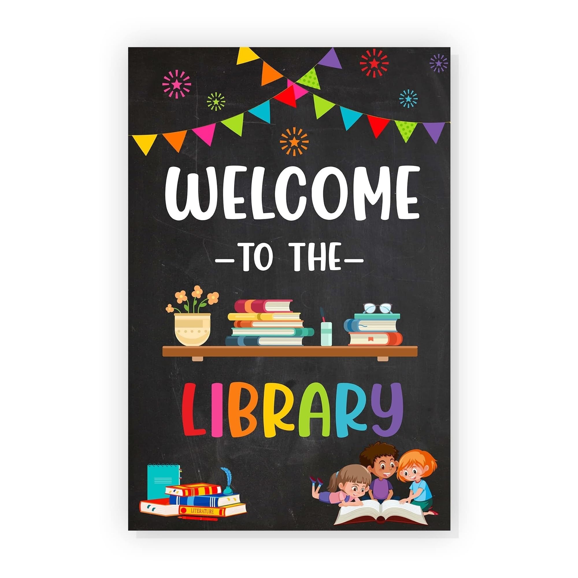 MDBJTCYZN Reading Classroom Decor Welcome to the Library Poster Colorful Wall-Art for School Library Teachers(Unframed,08x12inch(20x30cm))