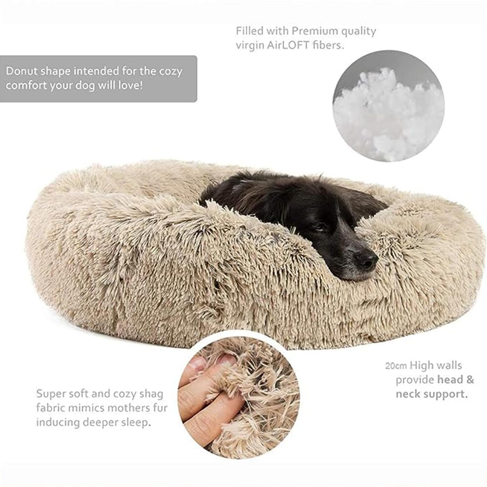 Rotondo Cuccia Cane Interno, Peluche Cuccia Gatto e Cane Ciambella Cuscino per Cani, Lavabile e Morbido Cuscino per Animale Domestico, per Perros y Gatos Grandes (120 cm,Borgogna)