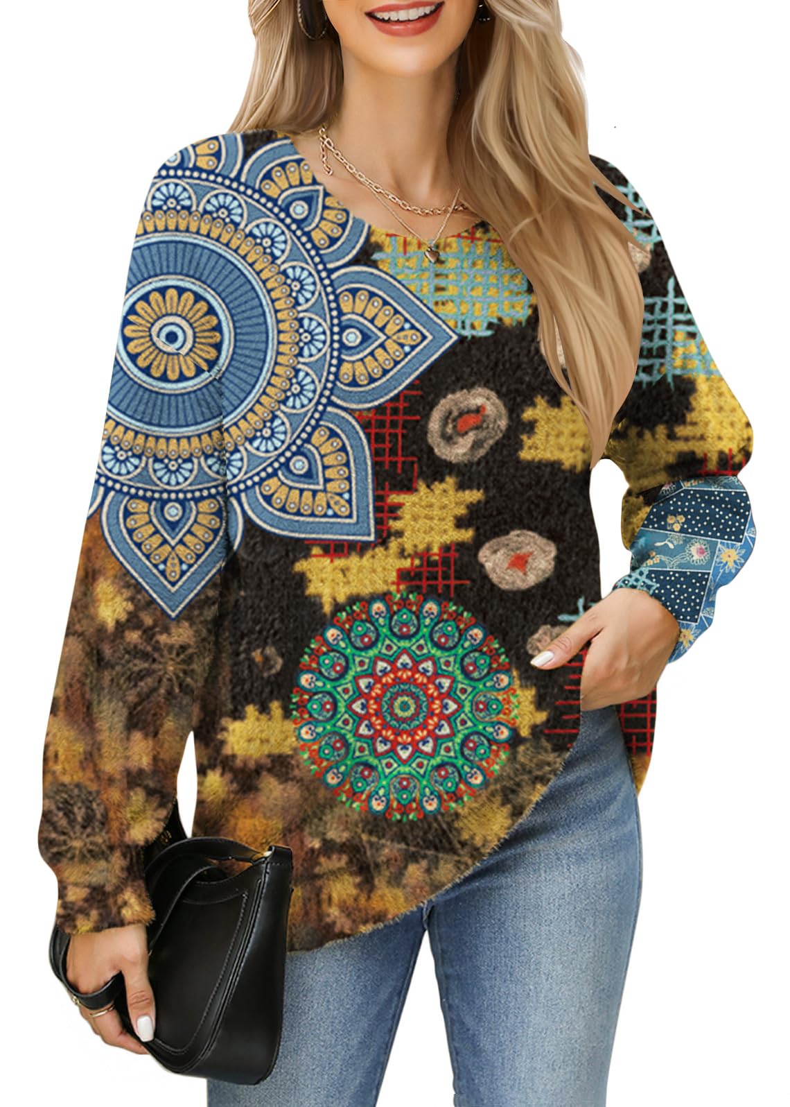 GUNEST Oversized Sweaters for Women Chunky Warm Cozy Soft Fuzzy Casual Loose Fit Crewneck Knit Pullover Tunic Sweaters