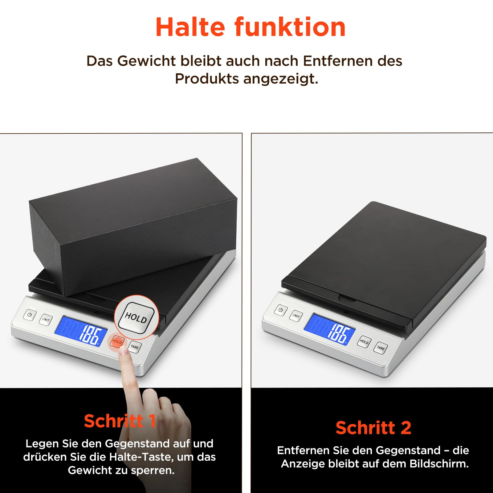 Briefwaage, Paketwaage bis 30kg/2g Genauigkeit Digitalwaage mit Halte/Tara Funktion, Präzise Klappbriefwaage Postwaage für Briefe und Pakete