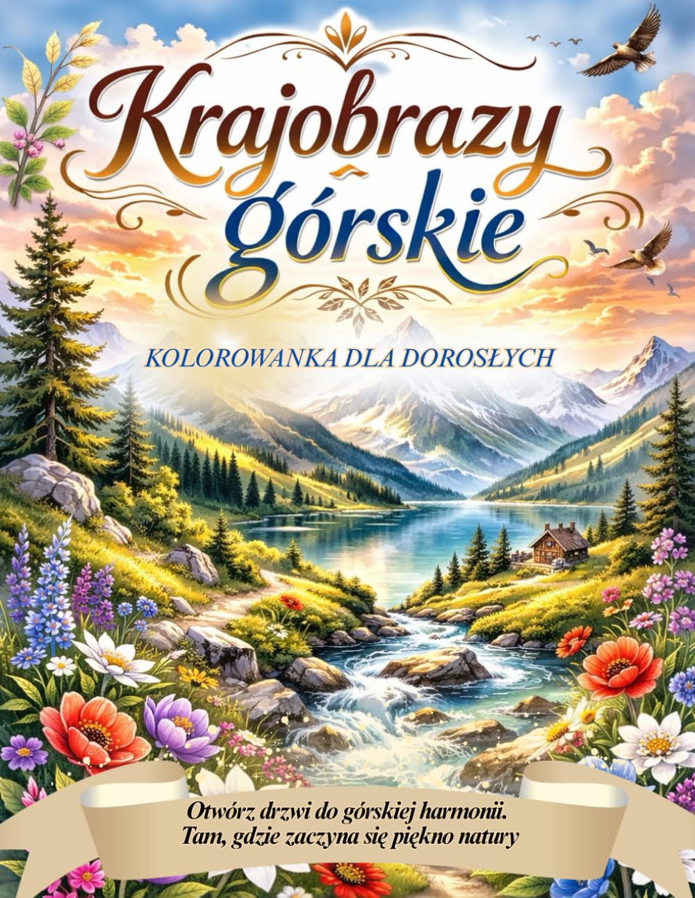 Krajobrazy Górskie Kolorowanka dla Dorosłych: 70 relaksujących ilustracji natury | Szczegółowe sceny przyrody, góry, jeziora i malownicze panoramy do kreatywnego kolorowania
