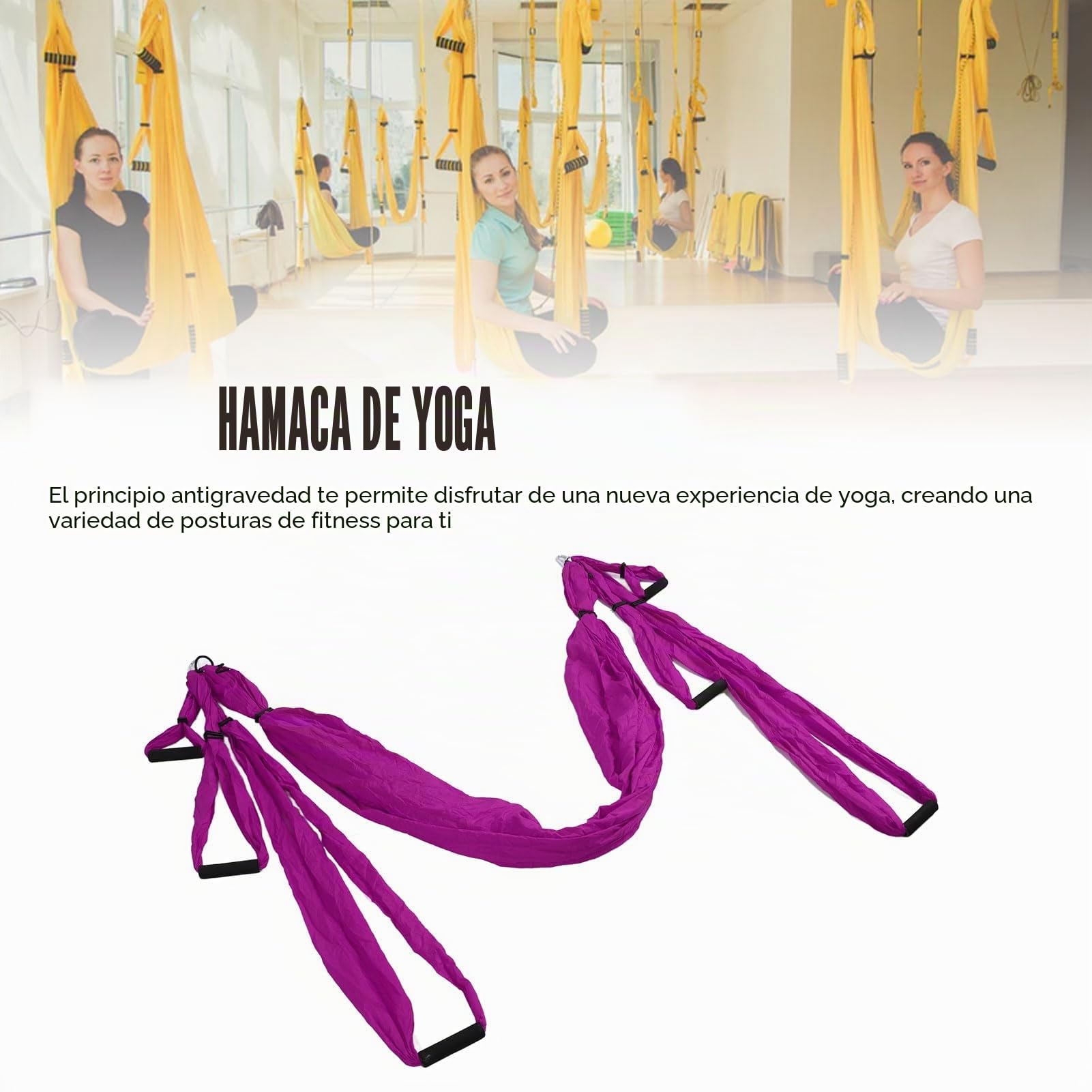 Hamaca de yoga aéreo, juego de columpio con bolsa de almacenamiento, mosquetones, manual de usuario (idioma español no garantizado), kit de iniciación para todos los niveles