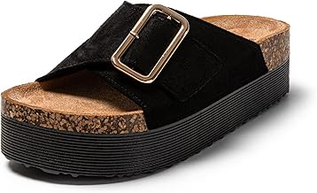 JOMIX Damen Pantoletten mit Verstellbarer Rieme Clogs Sommerschuhe Sandalen Plateau Bequeme Kork Strand Schuhe