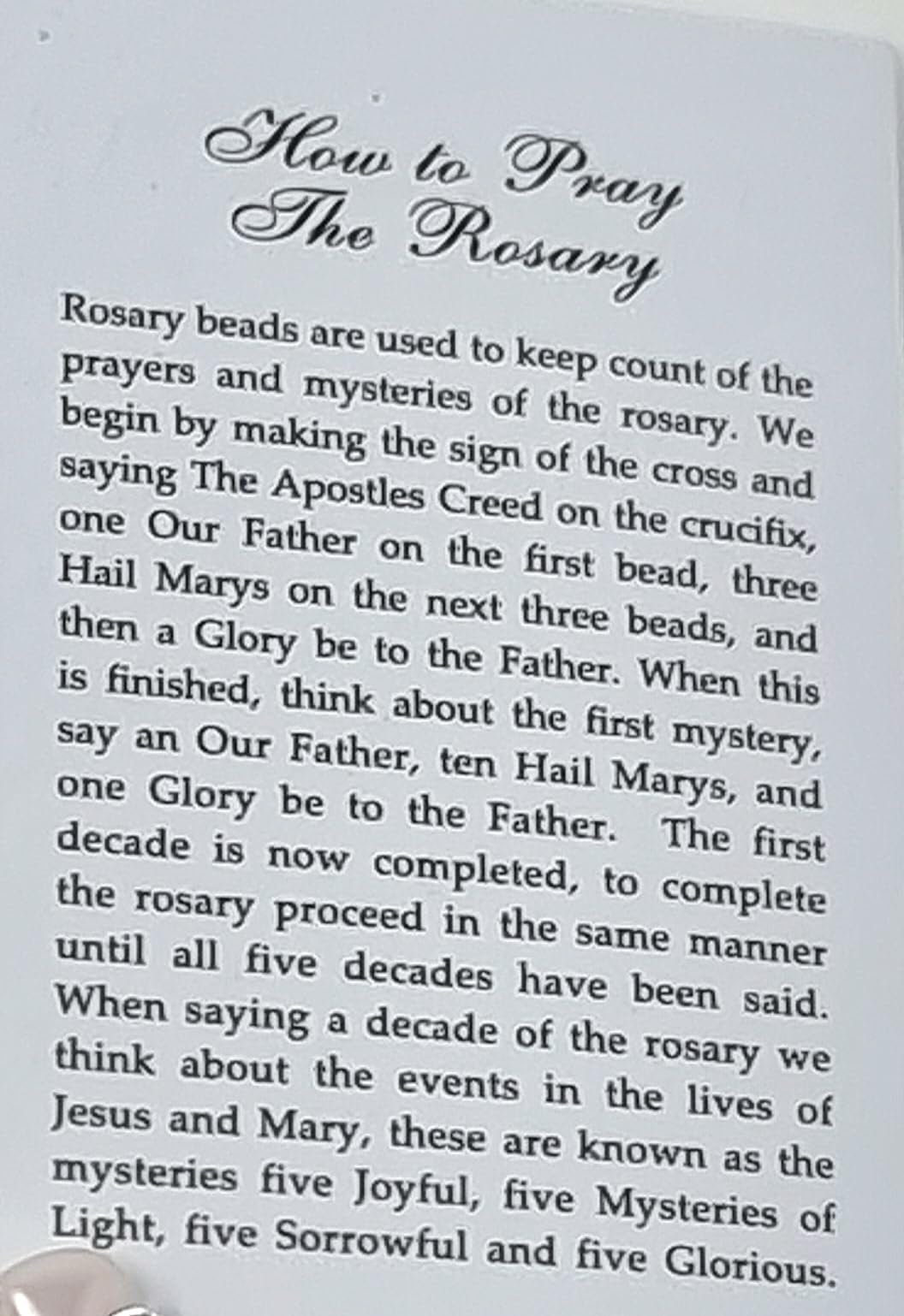 First Holy Communion Boys Pearl Blue Heart Rosary in a Plastic Case with a How to Pray The Rosary and Mysteries Recital Details /Prayer Gift Set for him - Image 4