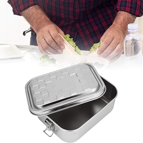 Miniatura 8 de LIZEALUCKY Lonchera de una sola capa para alimentos Bento Box 304 Recipiente de ensalada de acero inoxidable con tapa a prueba de fugas y cerraduras