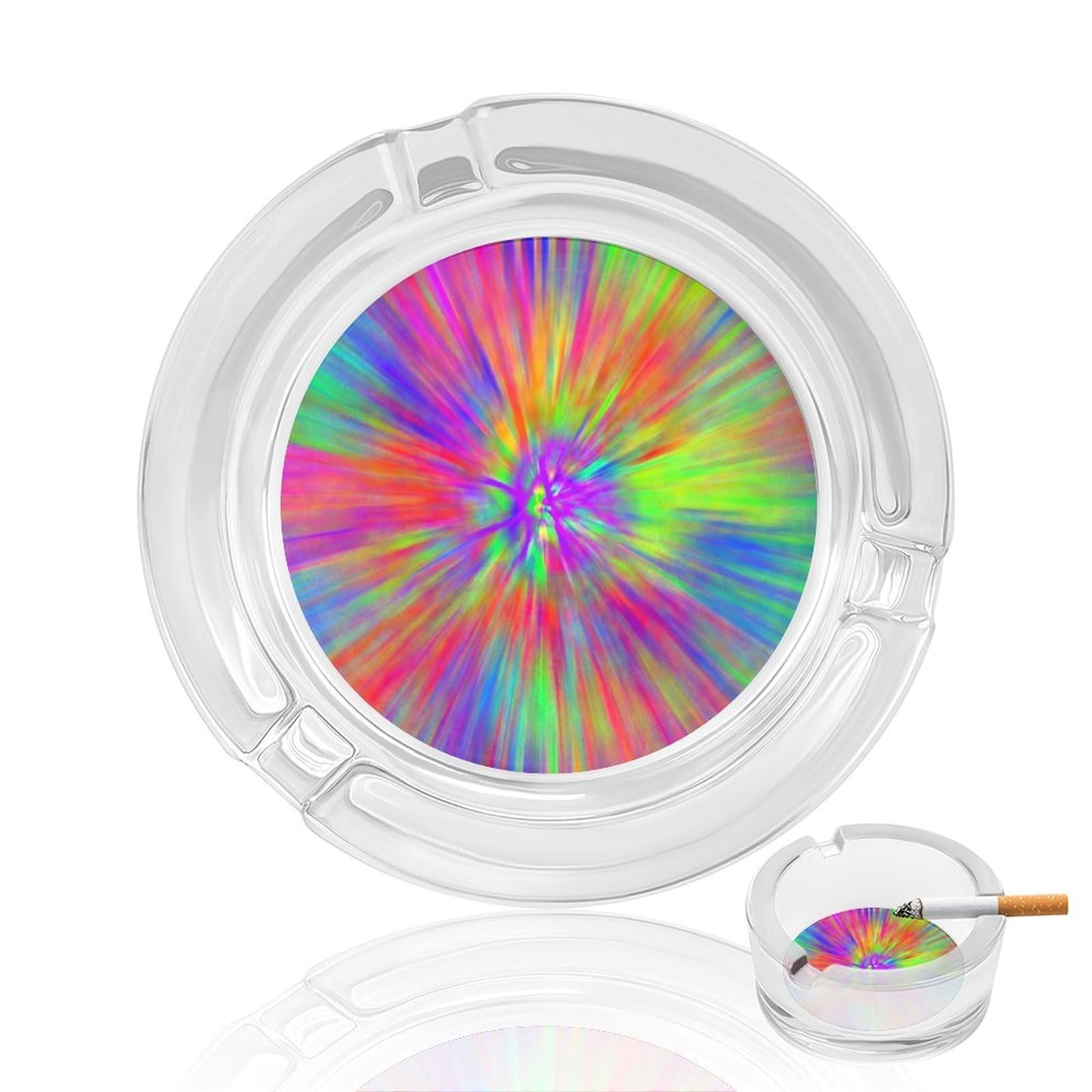 Nclqvjxzkhw Style Tye Dye Patterns Glass Ashtray Round Ash Tray Smoking Trays For Home Garden Outdoor
