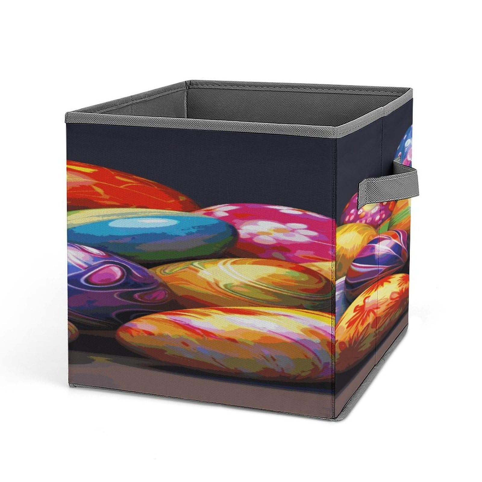 Fodpand Style Easter Eggs Storage Cubes Foldable Decorative Fabric, Storage Bins Baskets With Handles, Closet Organizers And Storage For Home, Office,Closet, Clothes