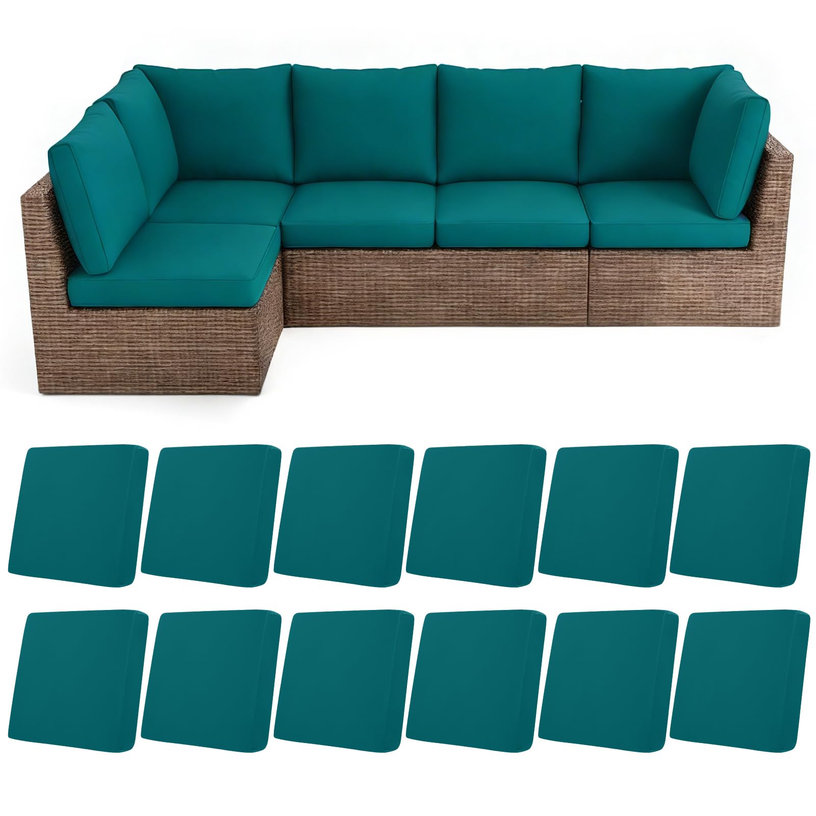 Photo 1 of ***USED-MISSING PIECES -SELLING AS IS ***HEBE Stretch Patio Cushion Covers Set 3pcs,Waterproof Outdoor Couch Covers Replacement, Washable Reusable Seat Cushion Slipcovers for Patio Furniture Protector, Chair Cushion Cover