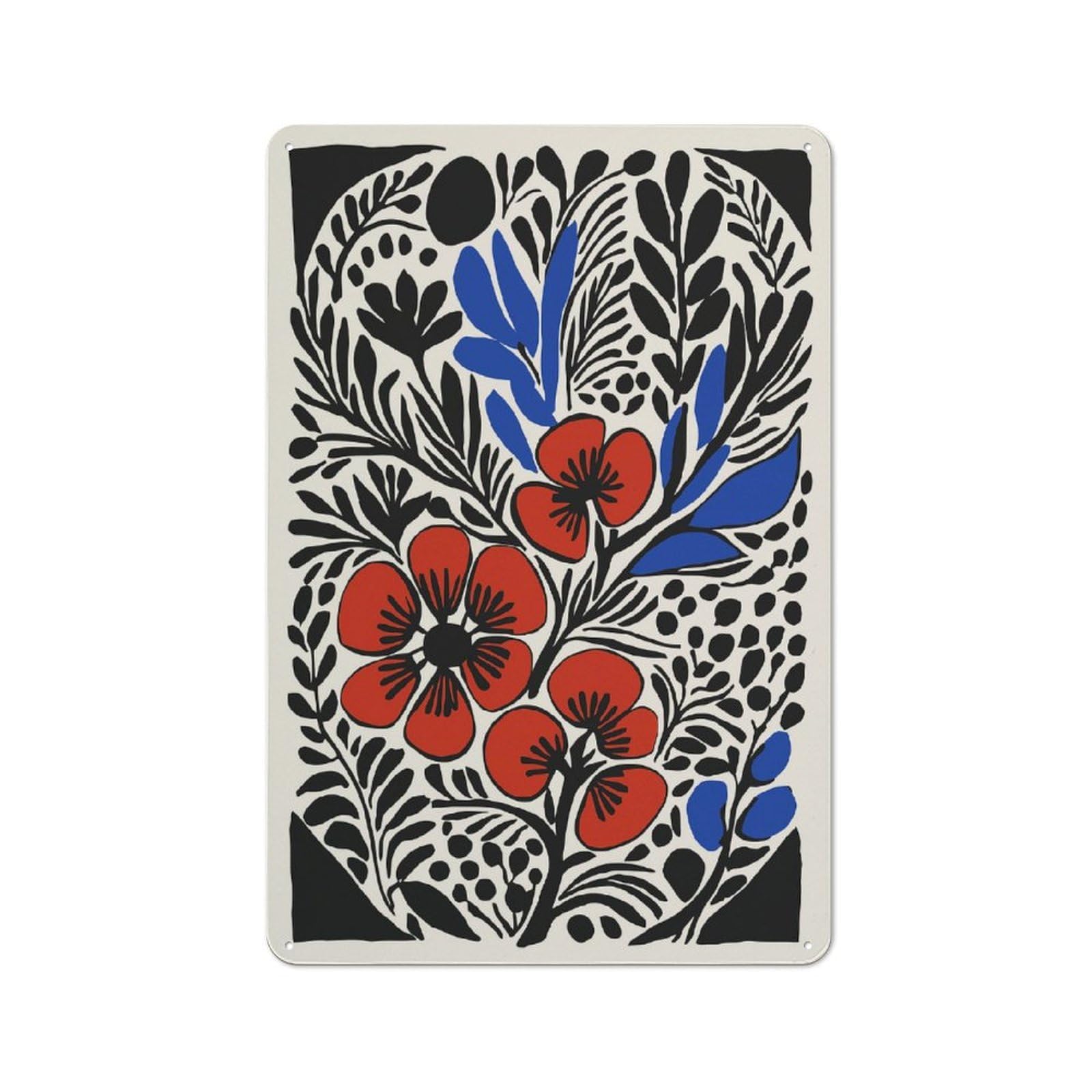 Tin Sign with Floral Illustration Design 30x20cm, Creative Creative Space Decor for Home Office, Reading Corner Or Bedroom
