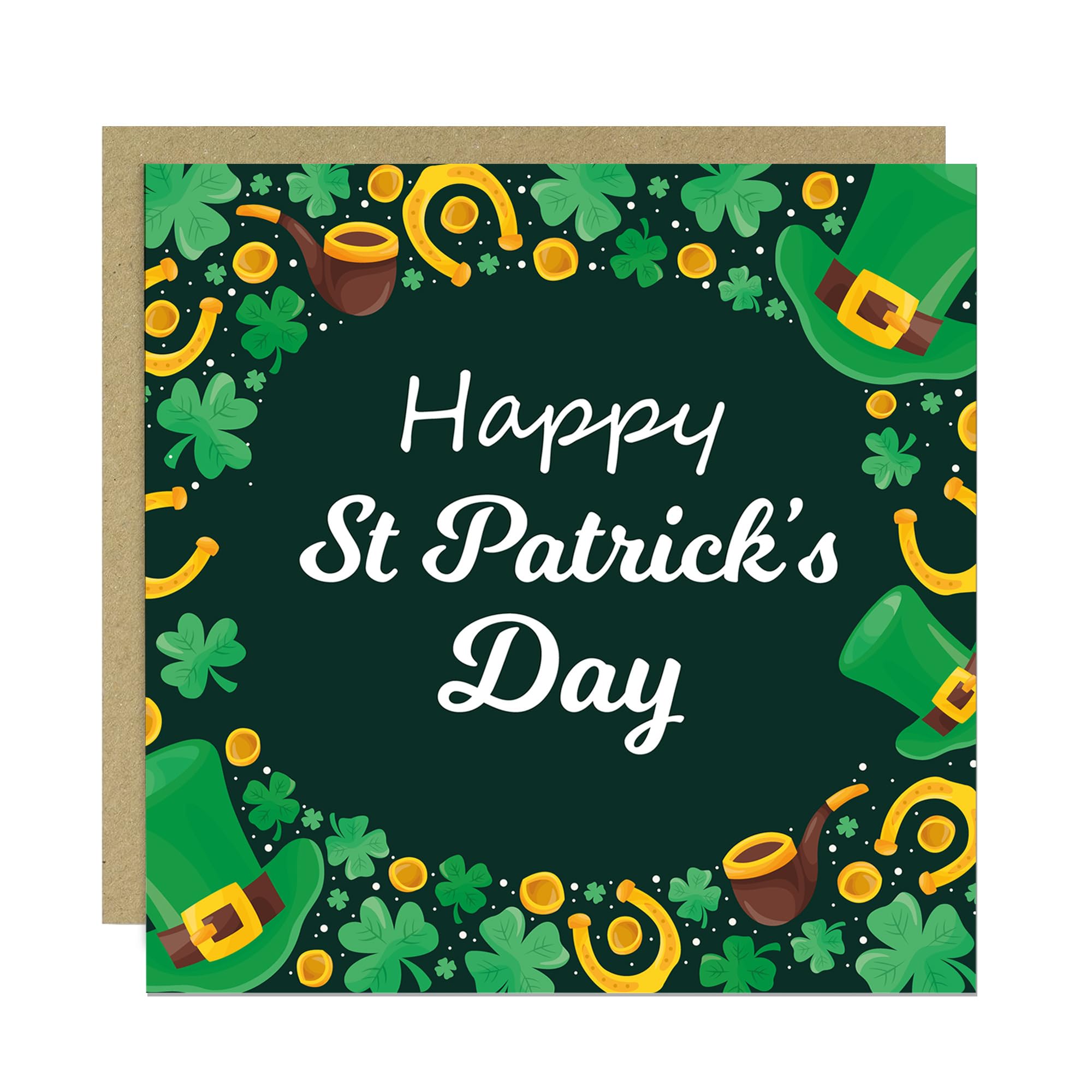 RED OCEAN St Patricks Day Card Irish Shamrock for Best Friend, Husband, Wife, Mum, Dad, Family Paddy's Day Square Card With Envelope Included