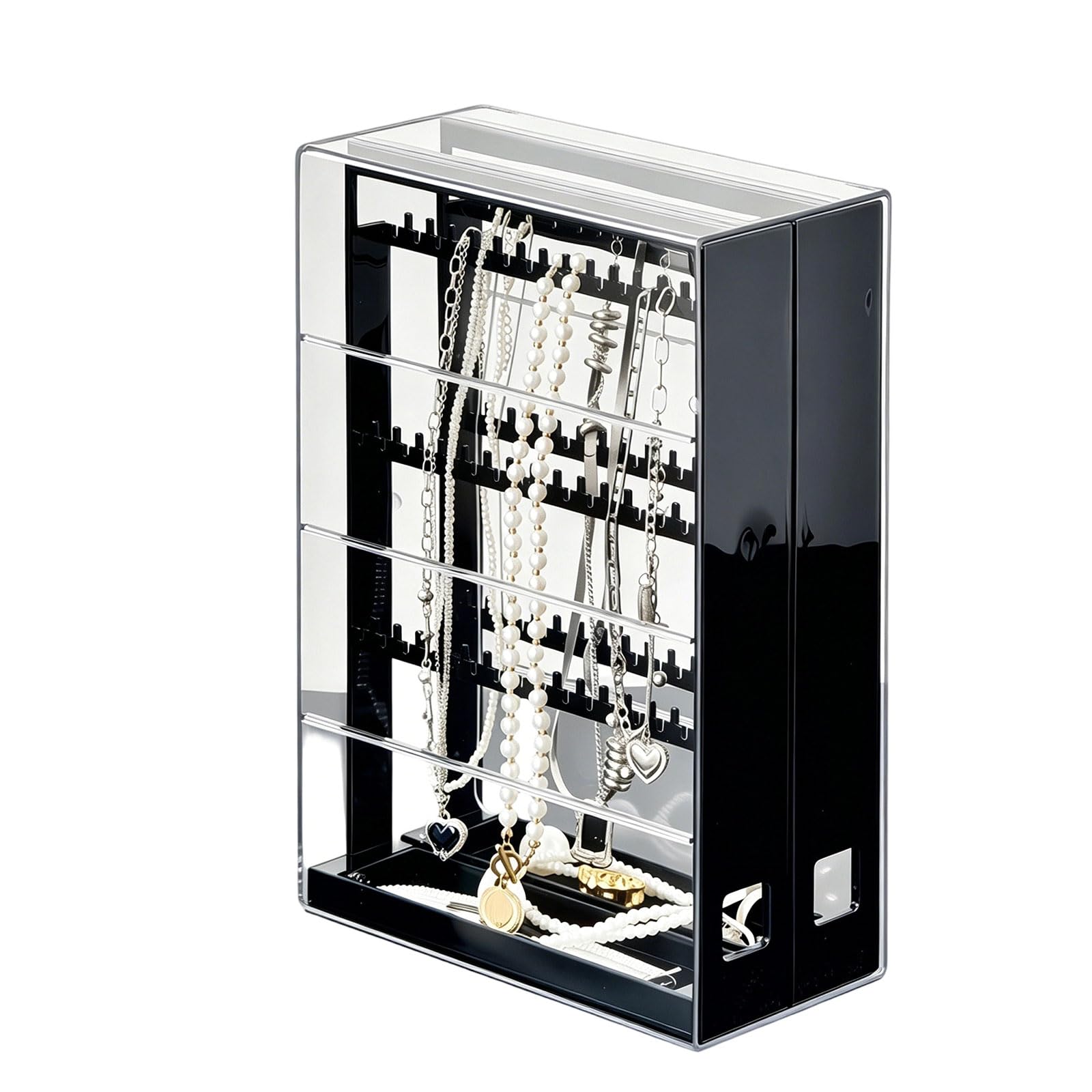 yanzunlrn Jewelry Cabinet with See Through Design and Organized Layers Container for Efficient Storage Solution Dustproof Display Case