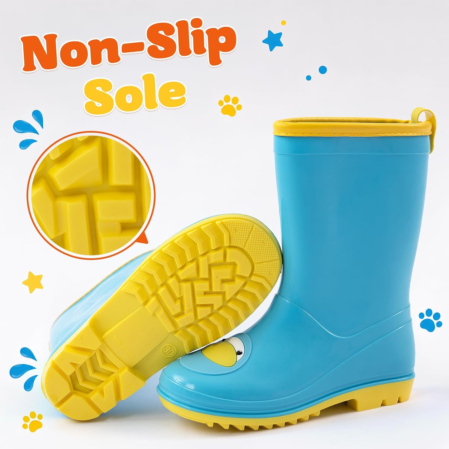 Pink Cat Blue Penguin Toddler Rain Boots for Boys Girls Waterproof