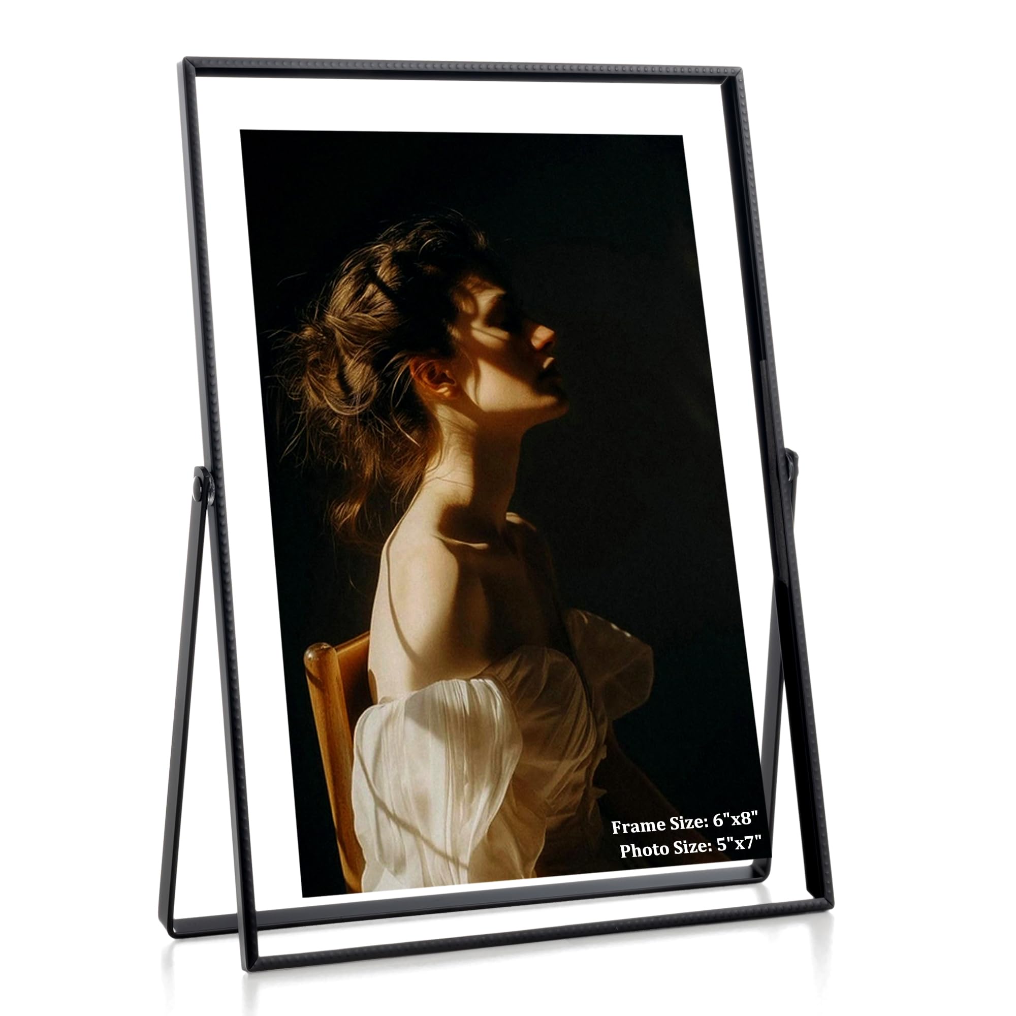 RICHFOCUS Floating Picture Frame 2-Pack - 8x10 Tabletop Frame For 5x7 & 6x8 Photos, Gold