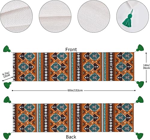 Miniatura 2 de Camino de mesa de Navidad con diseño geométrico azteca indio, tribal, decoración de Navidad, decoración de Navidad, decoración de interiores del