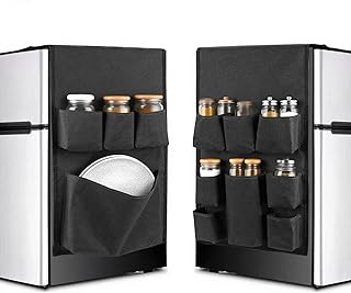 57" x 14" Mini Fridge Organizer with 12 Pockets, Double Side Over the Fridge Storage Bag, Waterproof Refrigerator Caddy Organizer, Mini Fridges Accessories for Dorm Home Kitchen Office