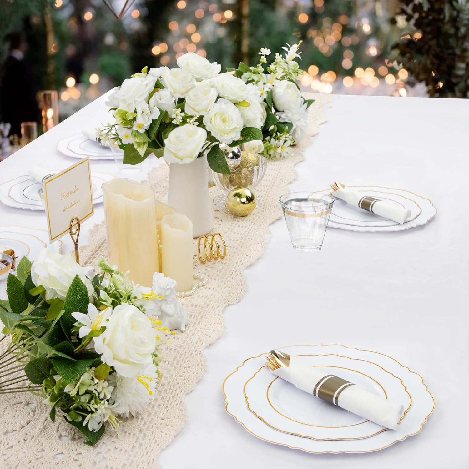 Yastouay Fake Roses Artificial Flowers, 6 Pack Rose Fake Flowers for Decoration, Real Touch White Roses Bouquets Silk Flowers for Vase Centerpiece Table Wedding Party Bridal DIY Decor - Image 4