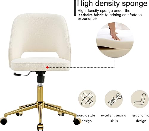 Miniatura 6 de Silla de escritorio giratoria de terciopelo silla de escritorio para oficina en casa con ruedas silla moderna y ajustable sillas de escritorio sin