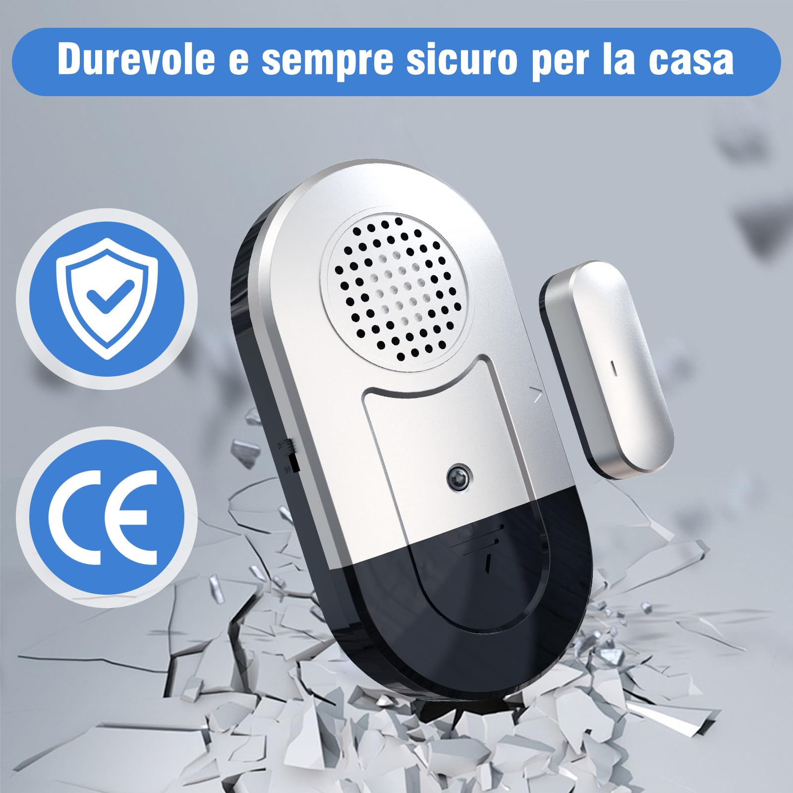 Daytech, allarme per finestra, allarme per porta, camper, porta, finestra, sensore di allarme, casetta da giardino, 120 db, sensore di allarme antieffrazione, per casa (argento x 5)