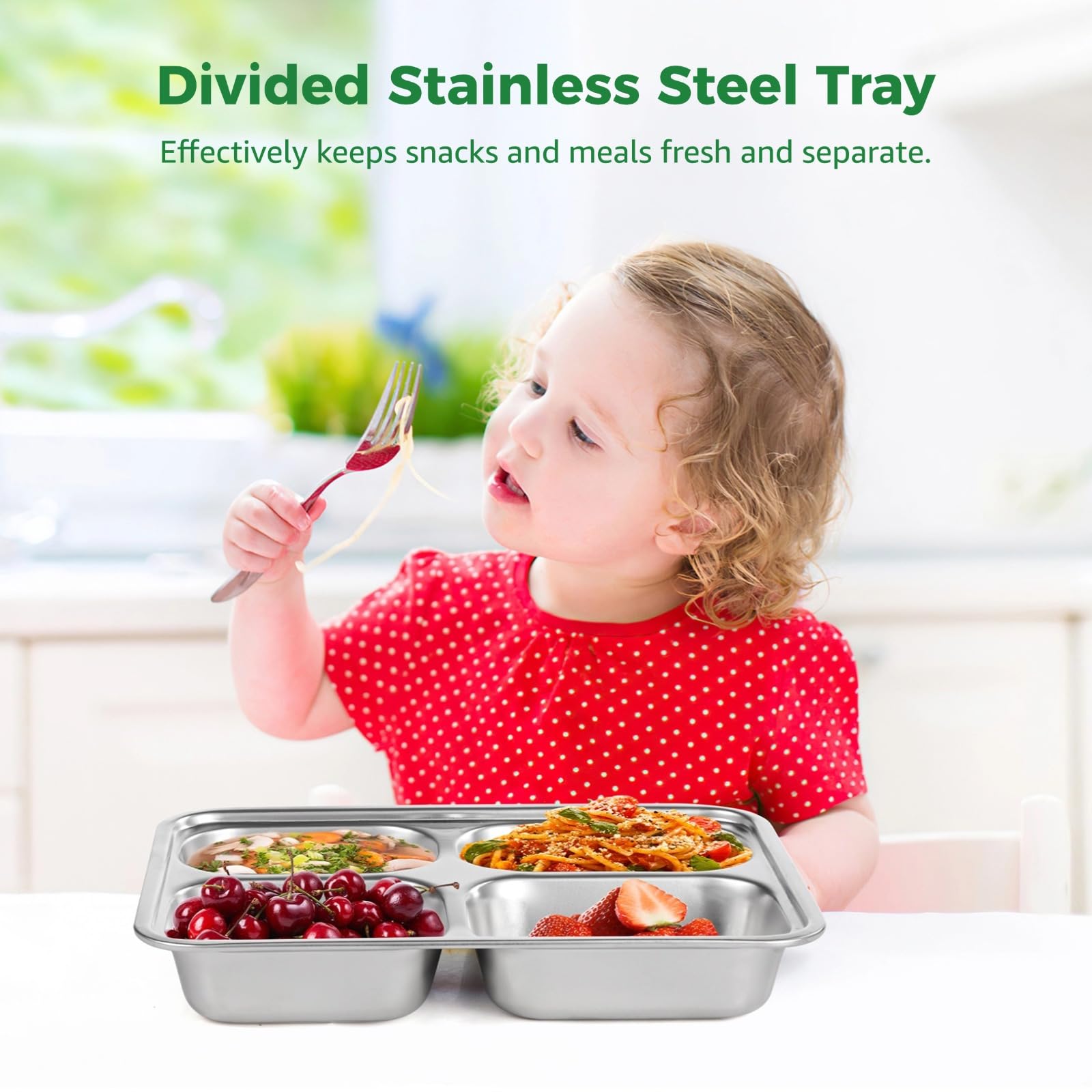 Lot de 4 boîtes à bento en acier inoxydable avec couvercles pour enfants et adultes, plateaux à déjeuner réutilisables