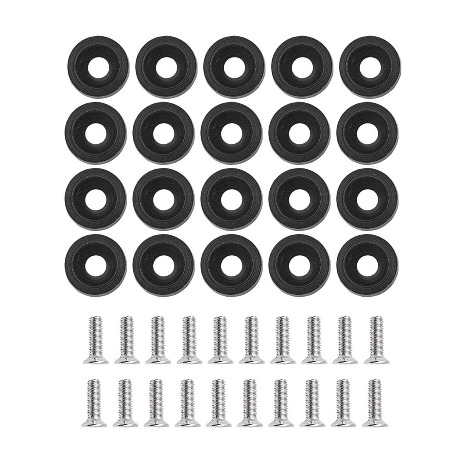 Fogfar20 PCS Set Bumper Fender Washers, M6 JDM Fender Washer Kit, License Plate Frame Screw Decoration, Fit for Bumper Fender Engine Bay Body Decoration (Black)