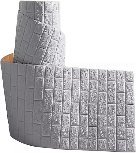 SOVORM Paneles de pared de ladrillo de 32.8 ft, papel tapiz de espuma 3D blanco para despegar y pegar para dormitorio, sala de estar y decoración de