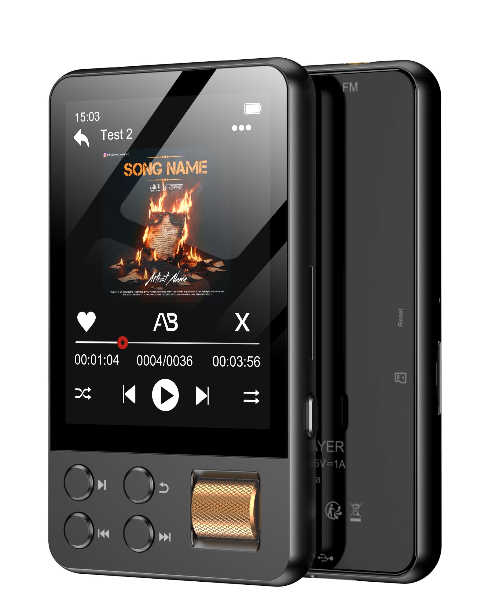 Lecteur MP3 avec Bluetooth 5.4, Lecteur Musique Enfant Hi-FI avec Écran Tactile 2.4", 128GB Baladeur MP3 Sport Compatible avec Radio FM, Enregistrement, Prend en Charge Cartes TF Jusqu'à 512 Go