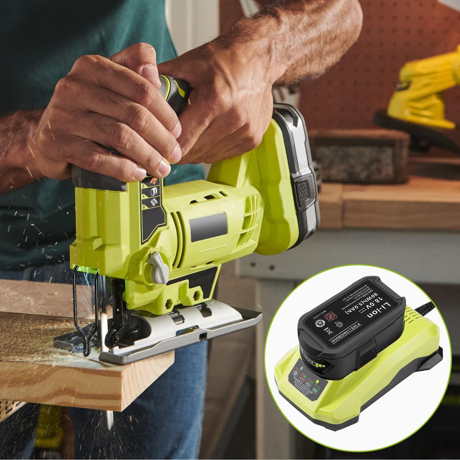 P117 Fast Charger for Ryobi 18V Battery Charger, Compatible with Ryobi 12V-18V ONE+ Lithium NiCad NiMh Battery P102 P103 P107 P108 P109 P189 P190 PBP002 PBP005 - Image 8