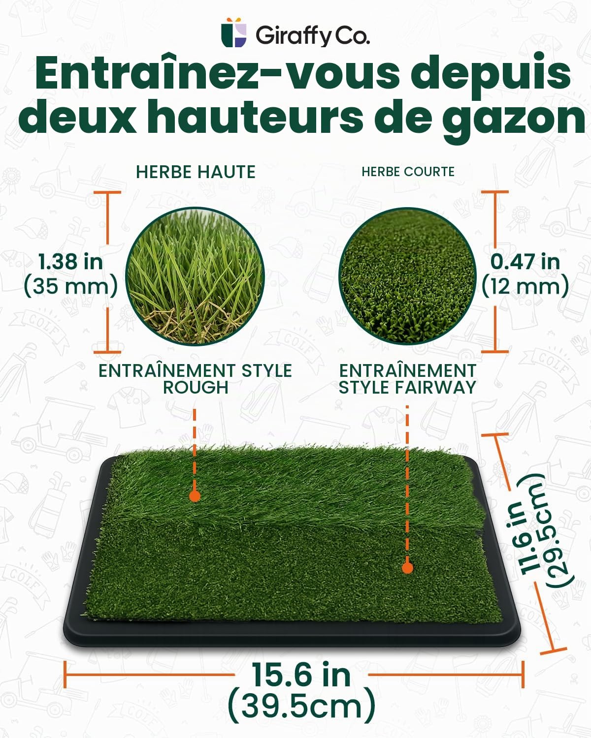 GIRAFFYCO Jeu de Chipping Golf avec Filet, Tapis Dual-Turf, Scoreboard 7v7