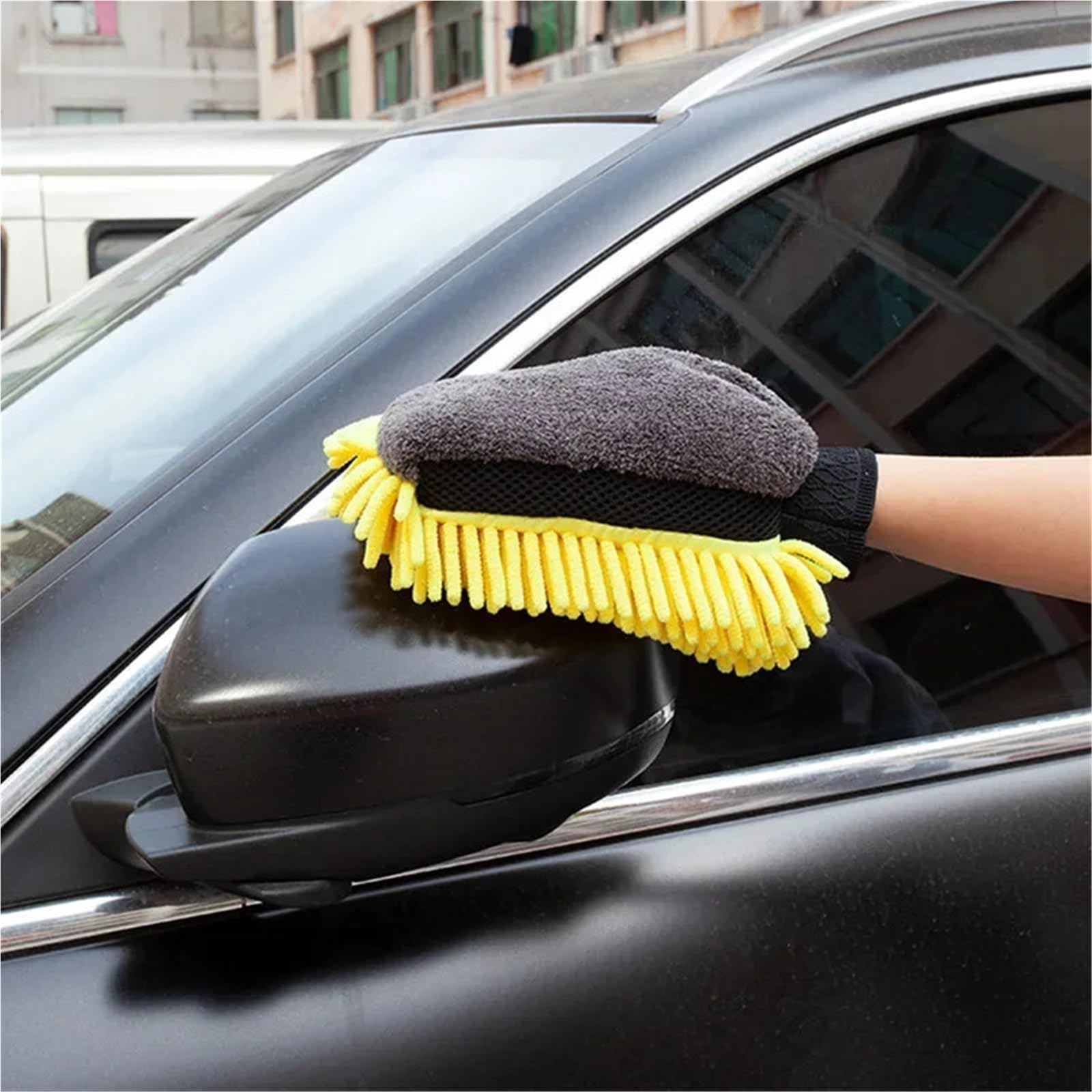 Guanto for Pulizia Auto In Microfibra 2 Pezzi Impermeabile | Guanti da lavaggio Guanti spessi antigraffio Pennello for dettagli in cera Cura automatica(Blue)