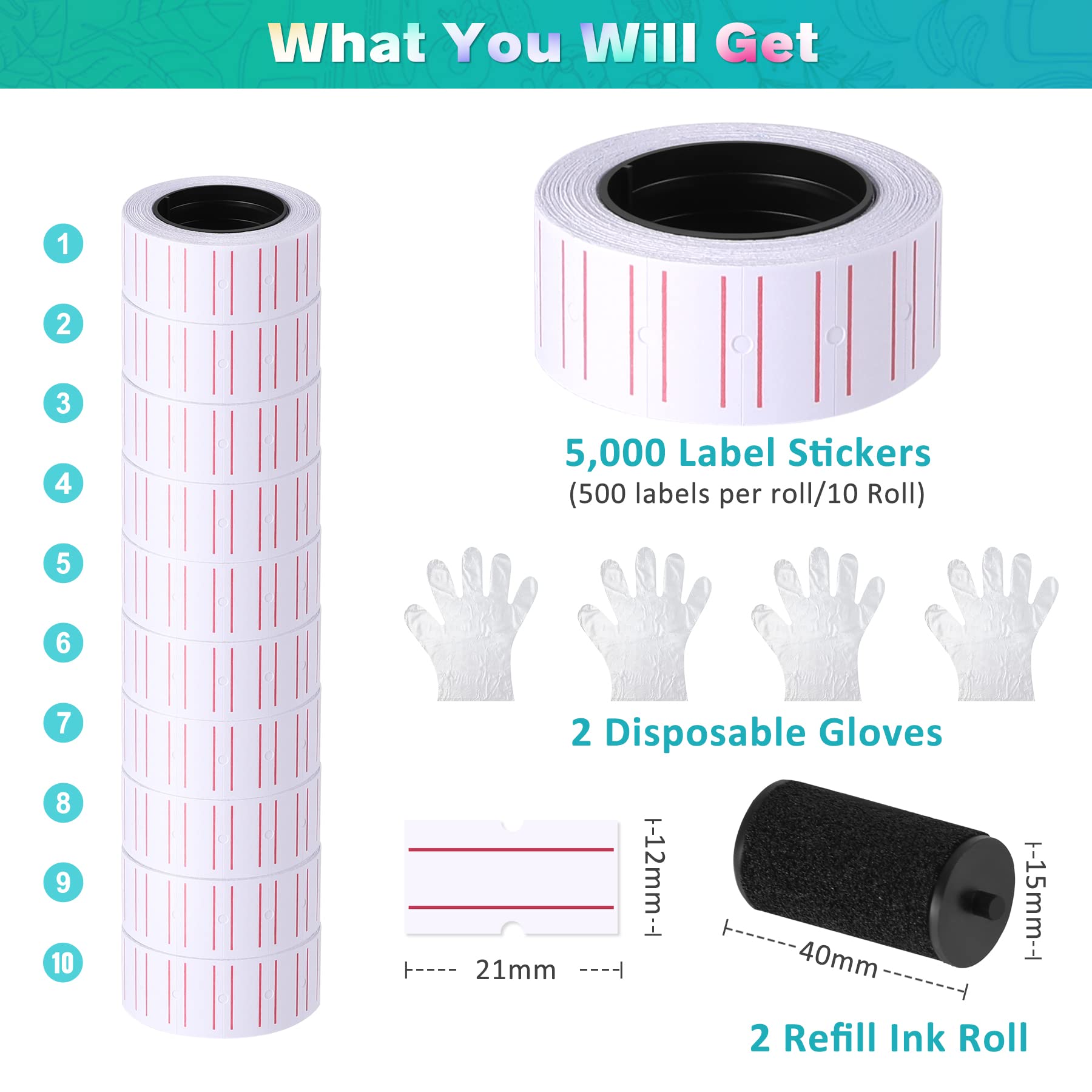 Pricing Labels, 30 Rolls 15000 Price Gun Labels For Mx - View #4