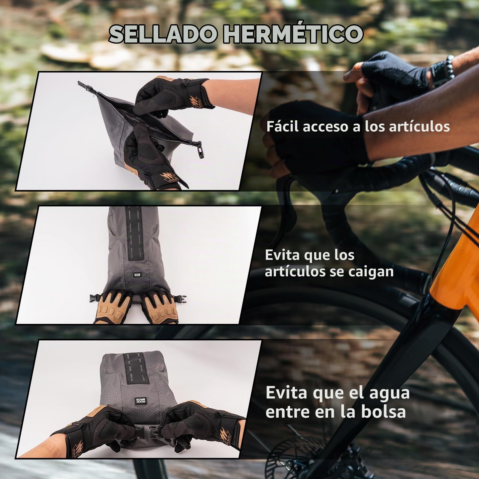ROCKBROS Portaequipajes Delantero Bicicleta y Bolsa para Horquilla Resistente al Agua, Portabultos de Aluminio para Bikepacking Ciclismo