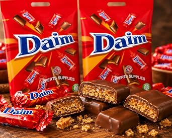 DaimMini Chocolate Sharing Bags 200g | Milk Chocolate with Crunchy Almond Caramel Centre | Bite-Sized Mini Chocolates | Pack of 2