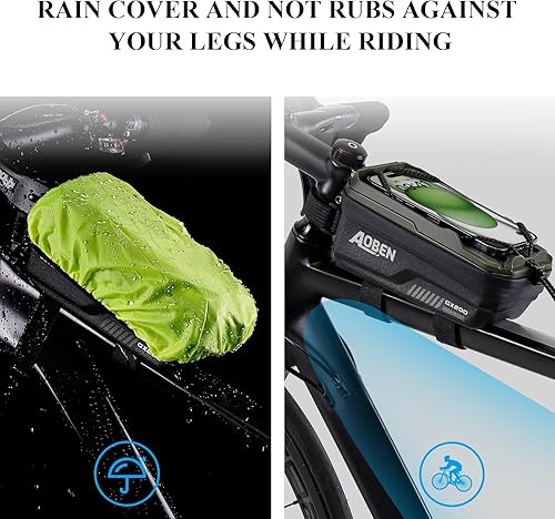 Miniatura 5 de Aoben Bolsa de marco frontal para teléfono de bicicleta de montaña, bicicleta de carretera, carcasa rígida de EVA, soporte de teléfono para