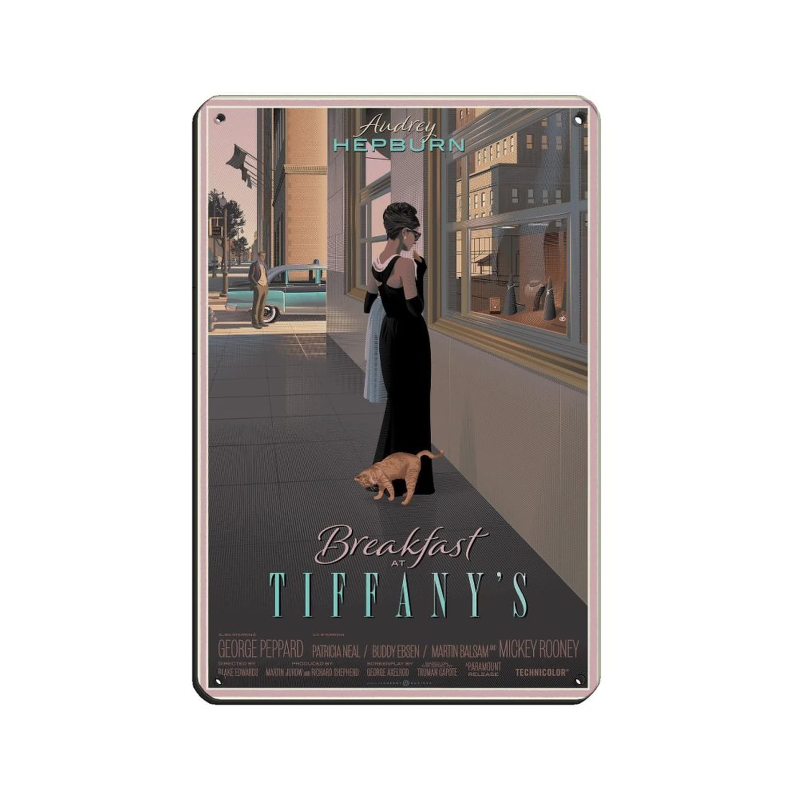 FUKITT Audrey Breakfast at Tiffany's Hepburn Poster (5) Tin Sign Vintage Metal Pub Club Cafe Bar Home Wall Art Decoration Poster Retro 8x12inch(20x30cm)