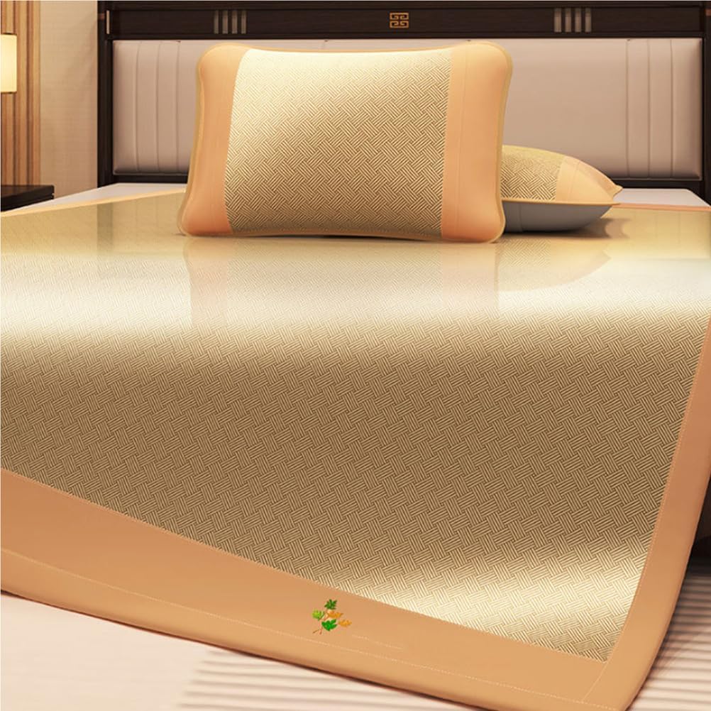 Cooling Mattress Pad for Hot Sleeper, Cool Mattress Cover, Smooth Noiseless Cooling Mattress Protector, Summer Fold Double-Sided Available Bed Floor Sheet Set, 1 x Mat & 2 x Pillowcases,Blue,1.2*1.95c