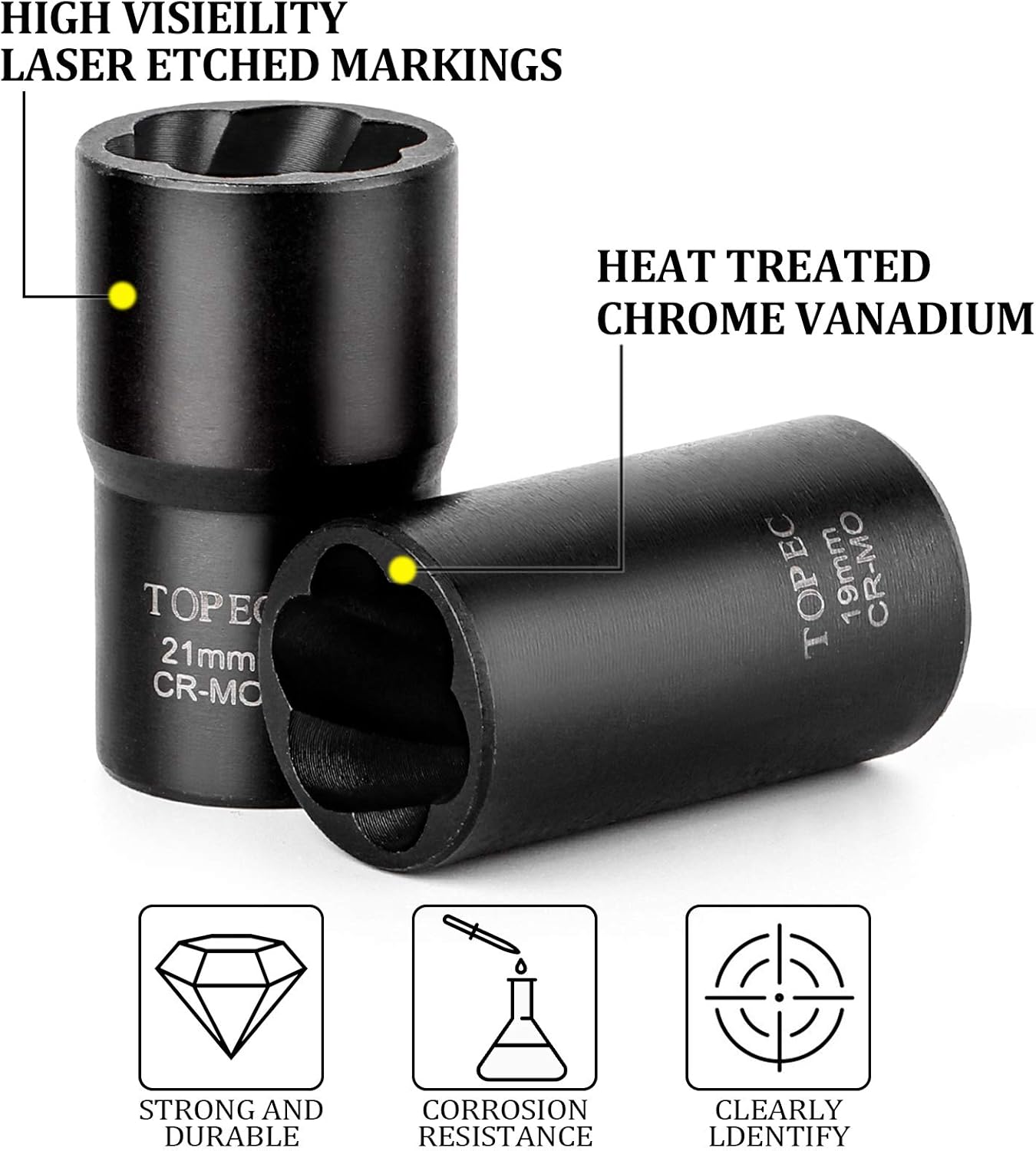 Buy Topec Twist Socket Set Lug Nut Remover Extractor Tool 5 Piece