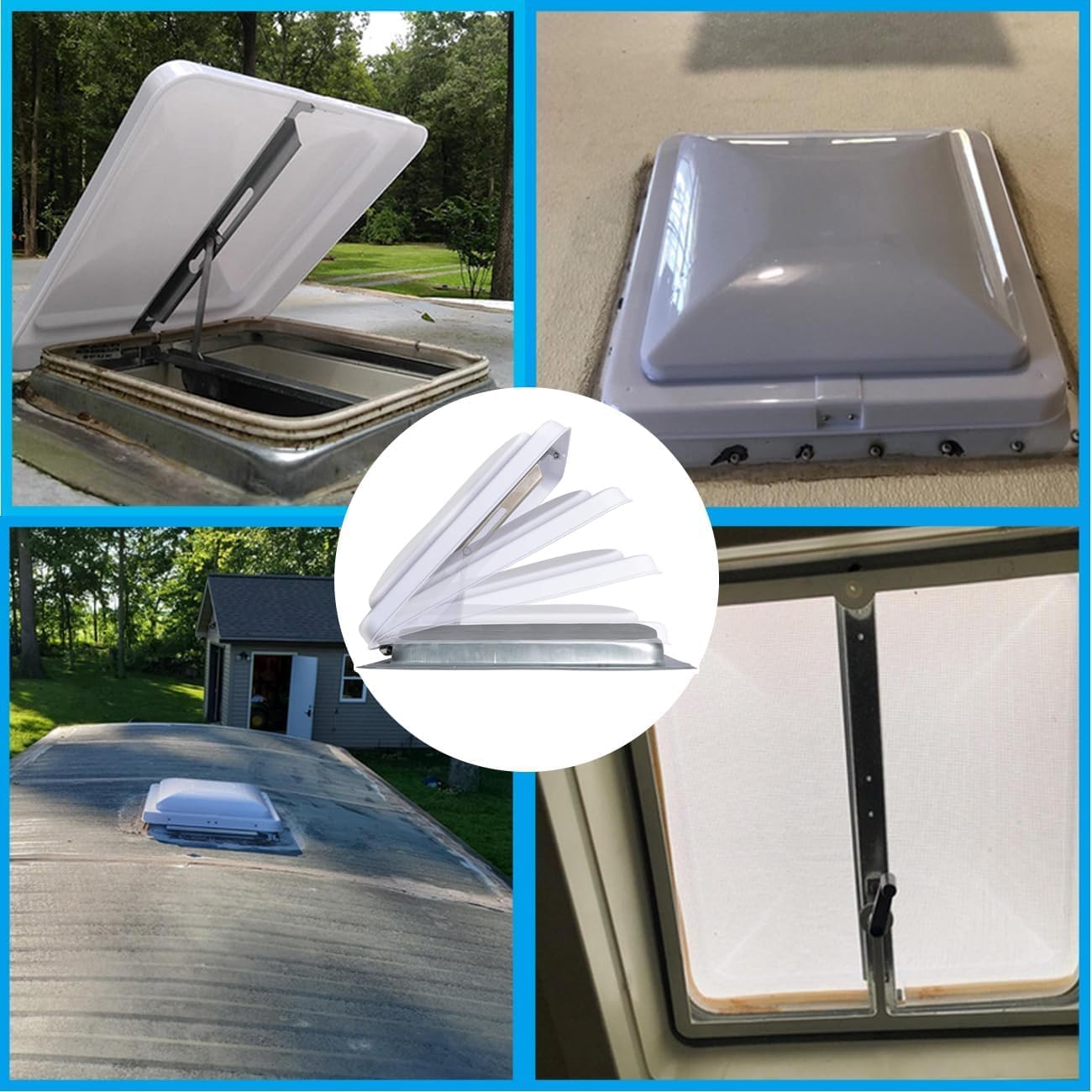 RV Roof Vent Cover, 13 X 13in Universal Replacement RV Vent Lid, Trailer Motorhome Campers Roof Vent Cover, Roof Vent Lid, Vent Lid Replacement, White, 1 Pack