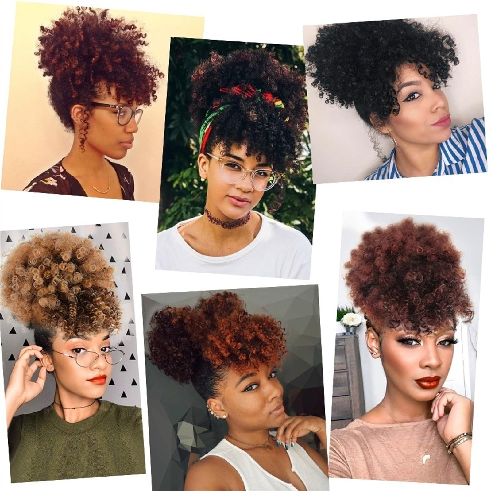 Afro Kinky Curl Ponytail Synthetic Hair Clip-In Messy Bun Black Women Style Amazon.com : Messy Bun Hair Puff Afro Curly Hairpieces  main image 4